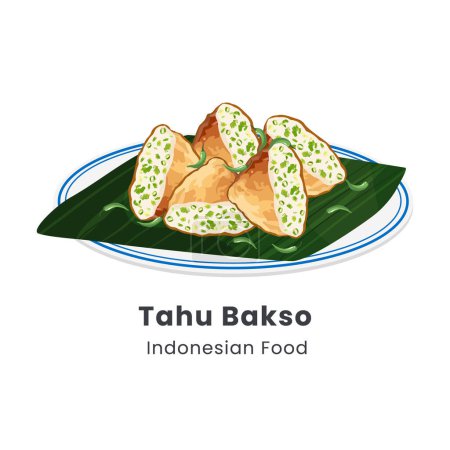 Téléchargez les illustrations : Illustration vectorielle dessinée à la main de la nourriture indonésienne Tahu Bakso - en licence libre de droit