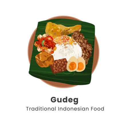 Handgezeichnete Vektorillustration der traditionellen indonesischen Gudeg-Nahrung