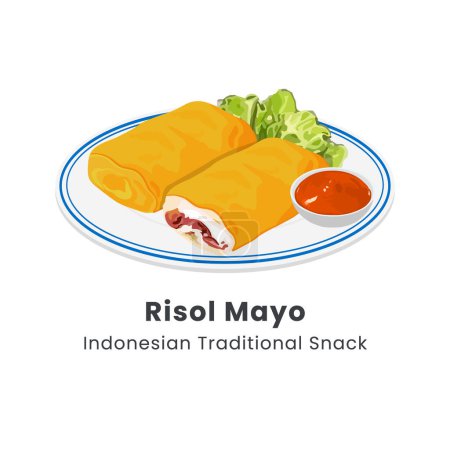Handgezeichnete Vektorillustration traditioneller Risol Mayo-Lebensmittel aus Indonesien