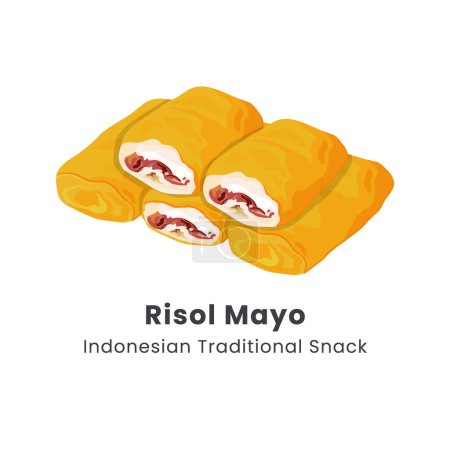 Illustration for Hand drawn vector illustration of Risol Mayo traditional food from Indonesia - Royalty Free Image
