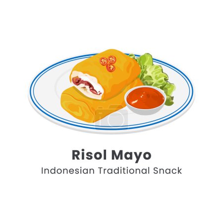Illustration for Hand drawn vector illustration of Risol Mayo traditional food from Indonesia - Royalty Free Image
