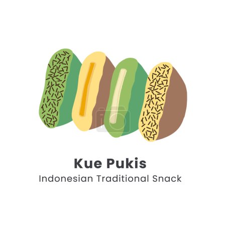 Ilustración vectorial indonesia tradicional snack kue pukis con cobertura de chocolate y queso