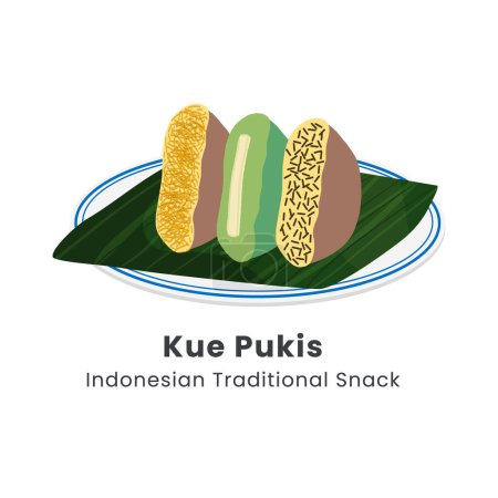 Ilustración vectorial indonesia tradicional snack kue pukis con cobertura de chocolate y queso