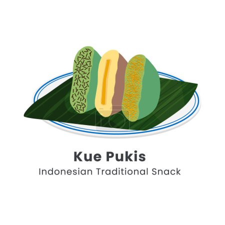 Vector illustration indonesian traditional snack kue pukis with topping chocolate and cheese