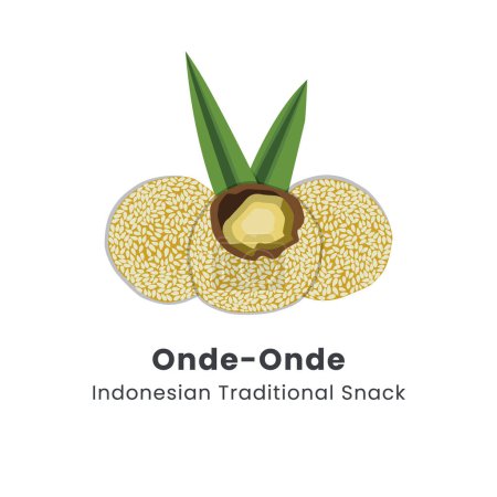 Téléchargez les illustrations : Illustration vectorielle gâteaux indonésiens traditionnels ondeonde ou boule de graines de sésame - en licence libre de droit