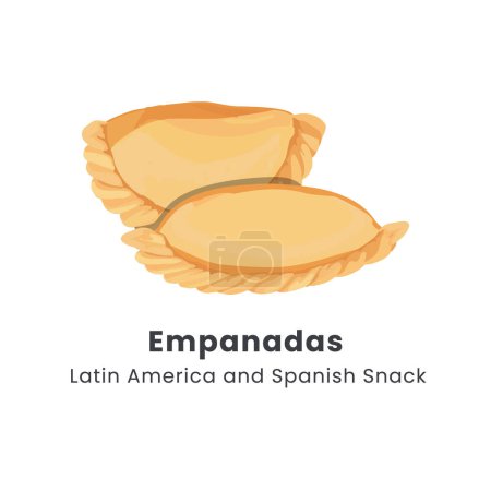 Ilustración vectorial dibujada a mano de Empanadas o pastel frito América Latina y comida española