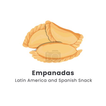 Illustration vectorielle dessinée à la main d'Empanadas ou tarte frite Amérique latine et alimentation espagnole
