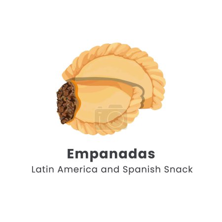 Handgezeichnete Vektorillustration von Empanadas oder frittiertem Kuchen Lateinamerika und spanischem Essen