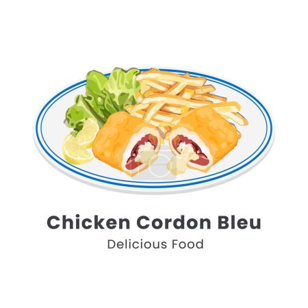 Handgezeichnete Vektorillustration von Chicken Cordon Bleu