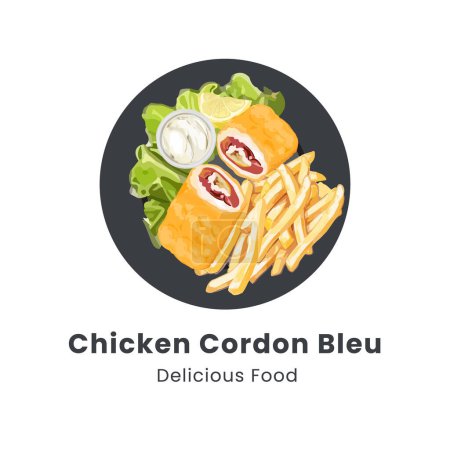 Hand drawn vector illustration of Chicken Cordon Bleu