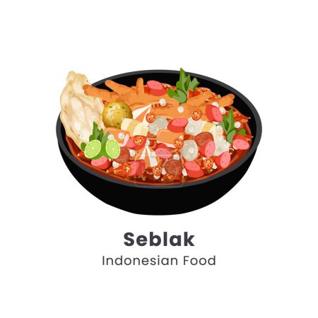 Ilustración vectorial dibujada a mano de la comida indonesia Seblak