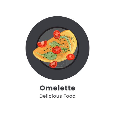 Handgezeichnete Vektordarstellung des Omeletts auf dem Teller