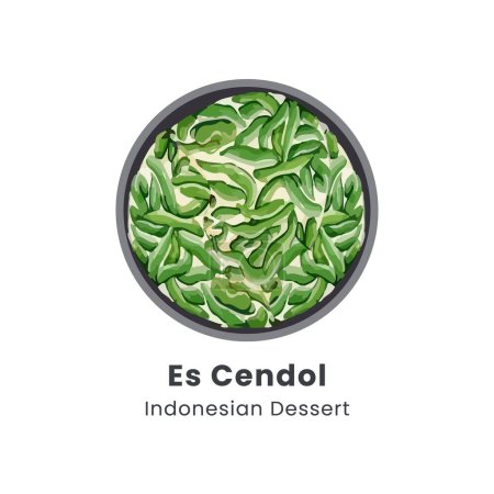 Hand drawn vector illustration of Es cendol dawet traditional Indonesian iced sweet dessert
