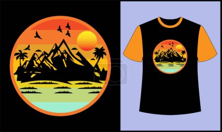 Téléchargez les illustrations : Illustration de montagne splash vecteur rétro vintage t-shirt design 4 - en licence libre de droit