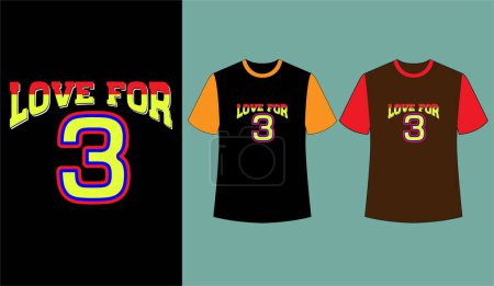Téléchargez les illustrations : Amour pour 3 damar hamlin illustration typographie t-shirt design - en licence libre de droit