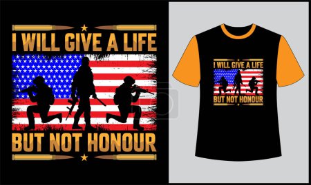 Téléchargez les photos : Honour of american army i will give a life but not honour illustration retro vintage vector t shirt design - en image libre de droit