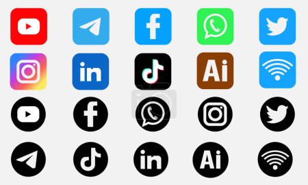 Téléchargez les photos : All media icon of social media logo illustraration design - en image libre de droit