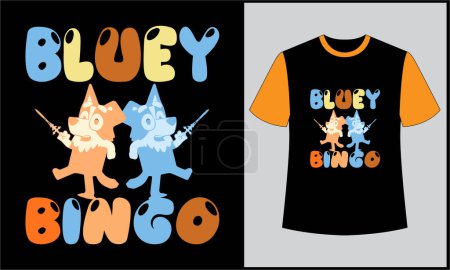 hombre de dibujos animados azul bingo ilustración vector vintage camiseta diseño