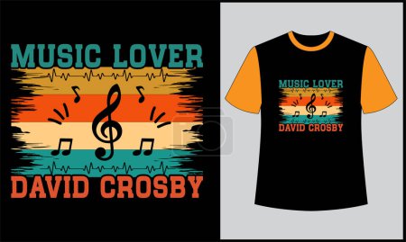 Téléchargez les illustrations : Music lover david crosby illustration vector retro vintage t shirt design - en licence libre de droit