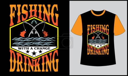 Téléchargez les photos : Pêche avec changement boire illustration poisson vecteur t-shirt design - en image libre de droit