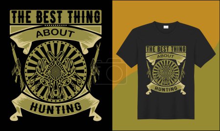 Téléchargez les photos : Tshirt de chasse le meilleur de la chasse illustration chasse avec design vectoriel ruban - en image libre de droit