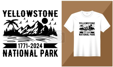 Téléchargez les photos : Yellostone 1771-2024 parc national illustration village rétro vecteur t-shirt design - en image libre de droit