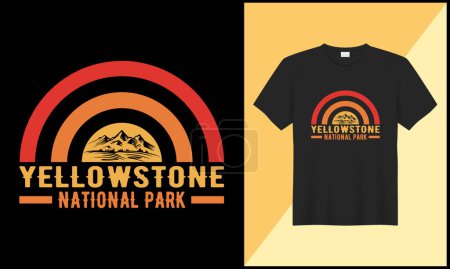 Téléchargez les photos : Illustration parc national yellostone village rétro vecteur t-shirt design - en image libre de droit