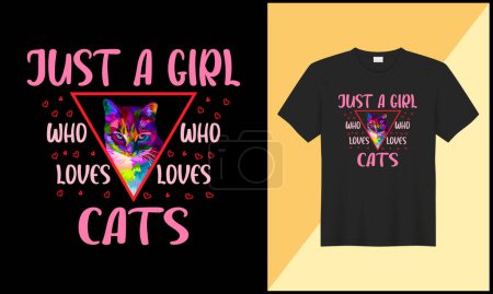 Téléchargez les photos : Chat t-shirt design illlustration vecteur juste une fille qui aime les chats - en image libre de droit