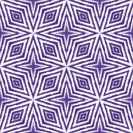 Photo for Striped hand drawn pattern. Purple symmetrical kaleidoscope background. Textile ready superb print, swimwear fabric, wallpaper, wrapping. Repeating striped hand drawn tile. - Royalty Free Image
