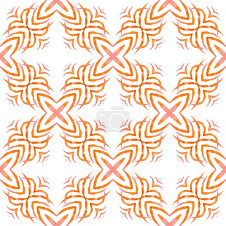 Photo for Green geometric chevron watercolor border. Orange lively boho chic summer design. Textile ready exquisite print, swimwear fabric, wallpaper, wrapping. Chevron watercolor pattern. - Royalty Free Image