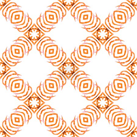 Photo for Hand drawn green mosaic seamless border. Orange admirable boho chic summer design. Mosaic seamless pattern. Textile ready Actual print, swimwear fabric, wallpaper, wrapping. - Royalty Free Image
