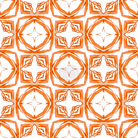 Photo for Green geometric chevron watercolor border. Orange shapely boho chic summer design. Chevron watercolor pattern. Textile ready popular print, swimwear fabric, wallpaper, wrapping. - Royalty Free Image
