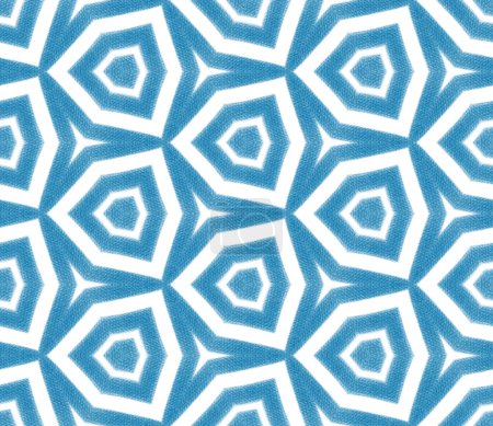 Photo for Textured stripes pattern. Blue symmetrical kaleidoscope background. Trendy textured stripes design. Textile ready valuable print, swimwear fabric, wallpaper, wrapping. - Royalty Free Image