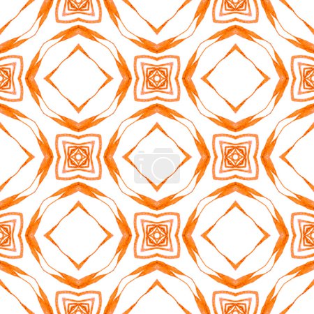 Photo for Textile ready flawless print, swimwear fabric, wallpaper, wrapping. Orange unique boho chic summer design. Repeating striped hand drawn border. Striped hand drawn design. - Royalty Free Image