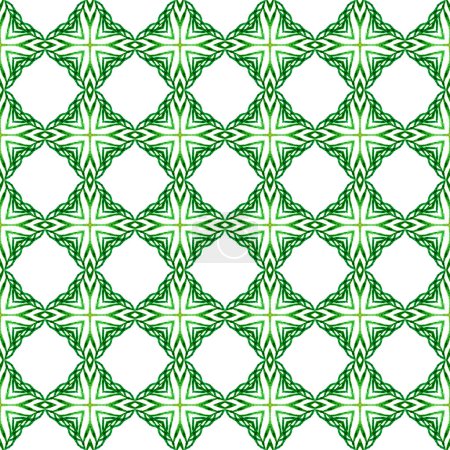 Photo for Textile ready overwhelming print, swimwear fabric, wallpaper, wrapping. Green energetic boho chic summer design. Watercolor summer ethnic border pattern. Ethnic hand painted pattern. - Royalty Free Image