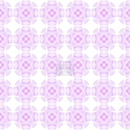 Photo for Watercolor summer ethnic border pattern. Purple comely boho chic summer design. Textile ready breathtaking print, swimwear fabric, wallpaper, wrapping. Ethnic hand painted pattern. - Royalty Free Image