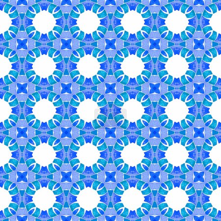 Photo for Textile ready fantastic print, swimwear fabric, wallpaper, wrapping. Blue stylish boho chic summer design. Exotic seamless pattern. Summer exotic seamless border. - Royalty Free Image
