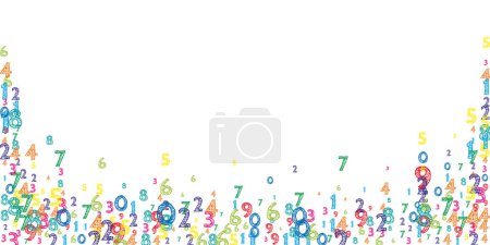 Photo for Falling colorful orderly numbers. Math study concept with flying digits. Decent back to school mathematics banner on white background. Falling numbers illustration. - Royalty Free Image