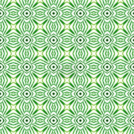 Photo for Hand drawn tropical seamless border. Green indelible boho chic summer design. Tropical seamless pattern. Textile ready Actual print, swimwear fabric, wallpaper, wrapping. - Royalty Free Image