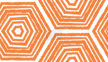 Photo for Ikat repeating swimwear design. Orange symmetrical kaleidoscope background. Textile ready uncommon print, swimwear fabric, wallpaper, wrapping. Summer ikat sweamwear pattern. - Royalty Free Image