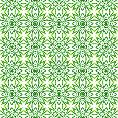 Medallion seamless pattern. Green indelible boho chic summer design. Textile ready fair print, swimwear fabric, wallpaper, wrapping. Watercolor medallion seamless border.