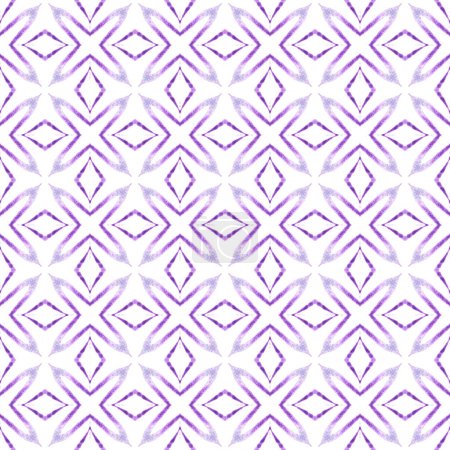 Photo for Textile ready decent print, swimwear fabric, wallpaper, wrapping. Purple fine boho chic summer design. Tiled watercolor background. Hand painted tiled watercolor border. - Royalty Free Image