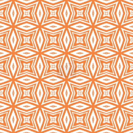 Strukturiertes Streifenmuster. Orange symmetrischer Kaleidoskop-Hintergrund. Trendiges Design mit strukturierten Streifen. Textilfertiger exzellenter Druck, Bademodenstoff, Tapete, Verpackung.
