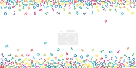Falling colorful sketch numbers. Math study concept with flying digits. Mesmeric back to school mathematics banner on white background. Falling numbers illustration.