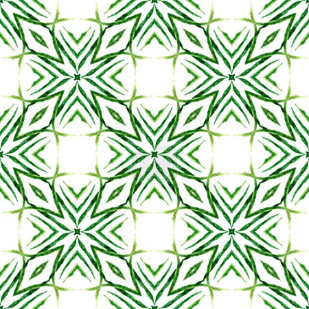 Trendy organic green border. Green astonishing boho chic summer design. Textile ready mesmeric print, swimwear fabric, wallpaper, wrapping. Organic tile.
