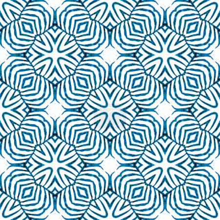 Textile ready emotional print, swimwear fabric, wallpaper, wrapping. Blue unique boho chic summer design. Hand drawn tropical seamless border. Tropical seamless pattern.