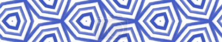 Mosaisch nahtlose Grenze. Indigo symmetrischer Kaleidoskop-Hintergrund. Nahtloses Design im Retro-Mosaik. niedliches dekoratives Designelement für Hintergrund.