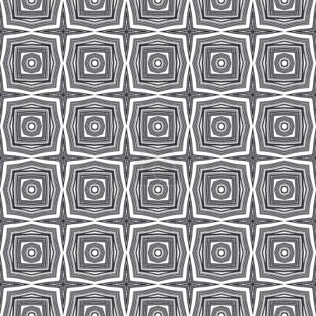 Medaillon nahtloses Muster. Schwarzer symmetrischer Kaleidoskop-Hintergrund. Aquarell Medaillon nahtlose Fliese. Textilfertiger Originaldruck, Bademodenstoff, Tapete, Verpackung.
