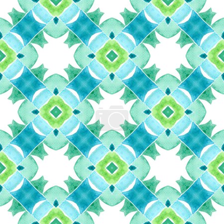 Textile ready alluring print, swimwear fabric, wallpaper, wrapping. Green valuable boho chic summer design. Green geometric chevron watercolor border. Chevron watercolor pattern.