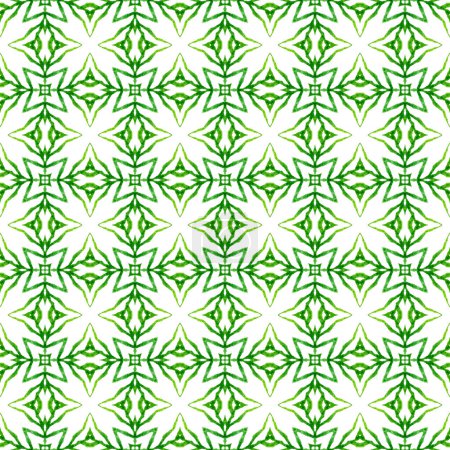Photo for Ethnic hand painted pattern. Green worthy boho chic summer design. Watercolor summer ethnic border pattern. Textile ready pretty print, swimwear fabric, wallpaper, wrapping. - Royalty Free Image